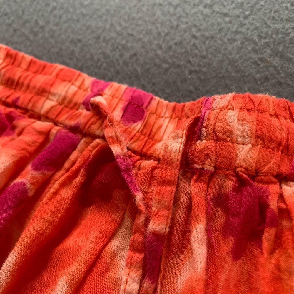 Jane Ashley Boho Tiered Skirt Petite Small Orange Pink Tie Dye Festival Cotton - Picture 4 of 9